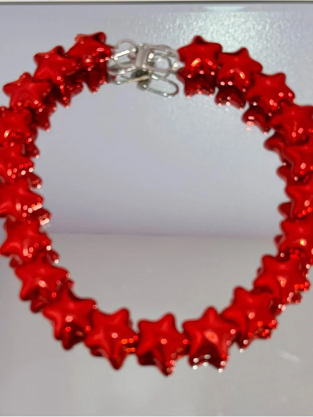 New Metallic Red Star Bead Bag Chain 18 inches
